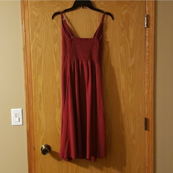 NWT Burgendy Tie Front Fit and Flare Button Down Sundress - Picture 11 of 11